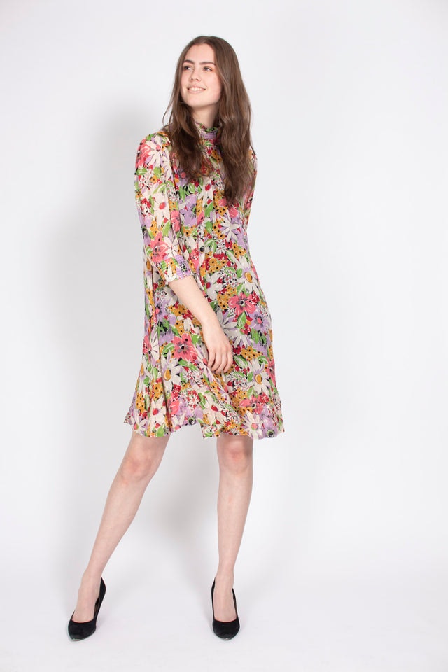 Delicate Semi A-line Dress - Sheer Flowers - ByTimo - Kjoler - VILLOID.no