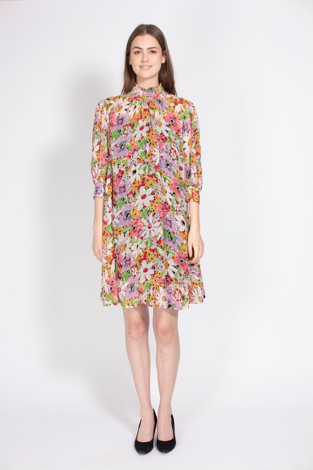 Delicate Semi A-line Dress - Sheer Flowers - ByTimo - Kjoler - VILLOID.no